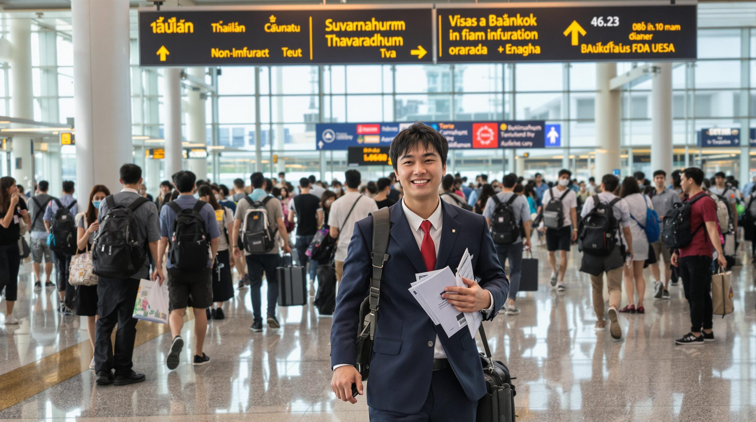 Voyageurs à l'aéroport de Bangkok