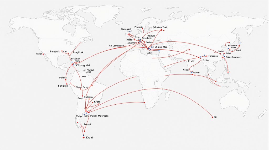 Carte des vols vers la Thaïlande