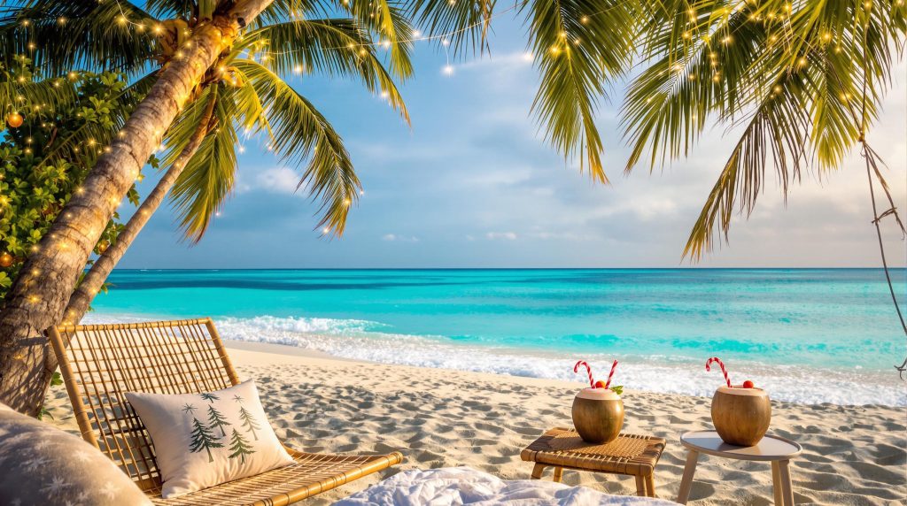 Plage thaïlandaise décorée pour Noël