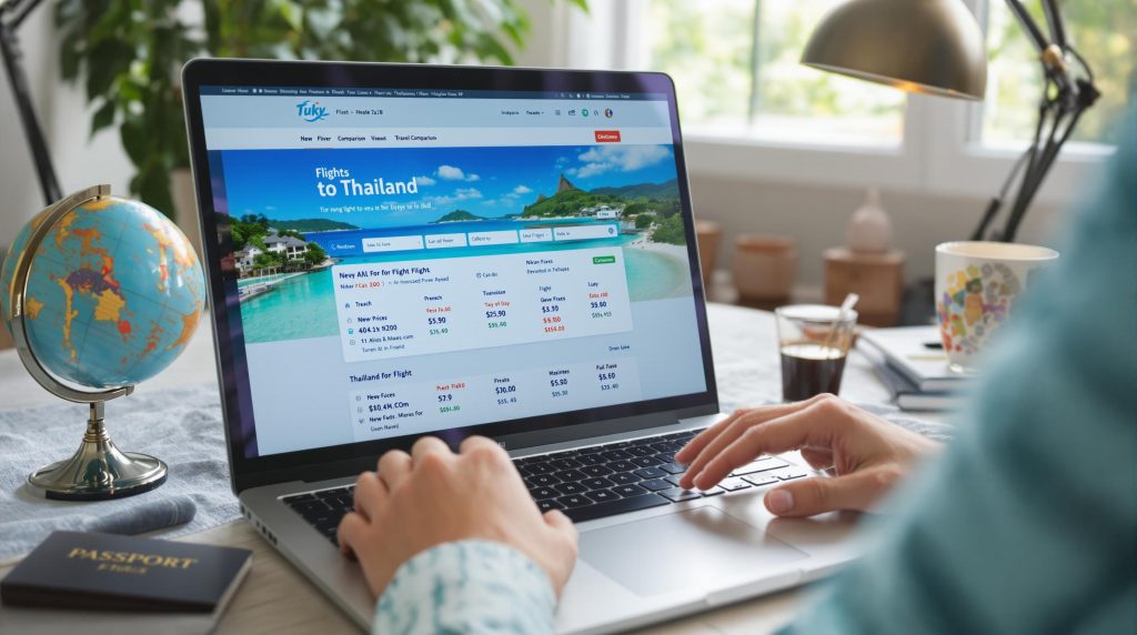 Recherche de vols pour la Thaïlande sur un comparateur en ligne