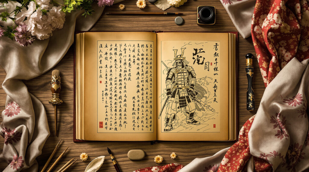 Samouraï dans un livre ancien